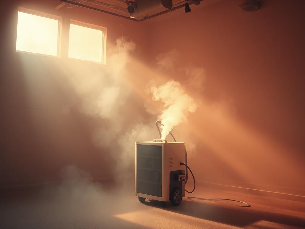 Traceless technician HEPA-vacuuming smoke residue from a soot-stained wall during a post-fire smoke damage clean.